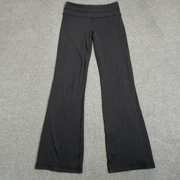 Lululemon Pants Womens 4 Black Flare Ankle Yoga Leggings Stretch Pull On - Picture 2 of 14